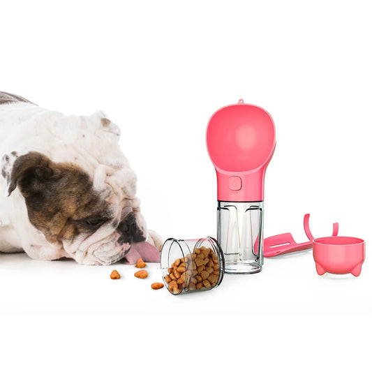 KOMMILIFE 3-in-1 Leak-Proof Portable Pet Water Bottle and Food Feeder with Poop Dispenser