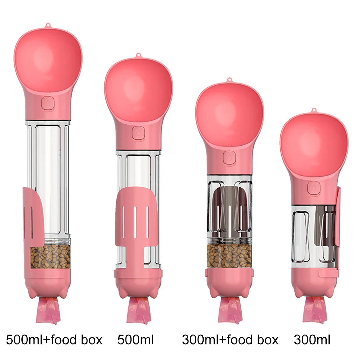 KOMMILIFE 3-in-1 Leak-Proof Portable Pet Water Bottle and Food Feeder with Poop Dispenser