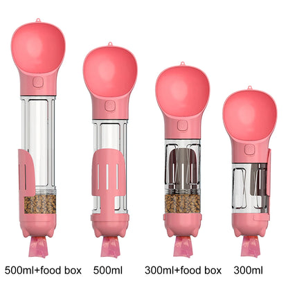 KOMMILIFE 3-in-1 Leak-Proof Portable Pet Water Bottle and Food Feeder with Poop Dispenser