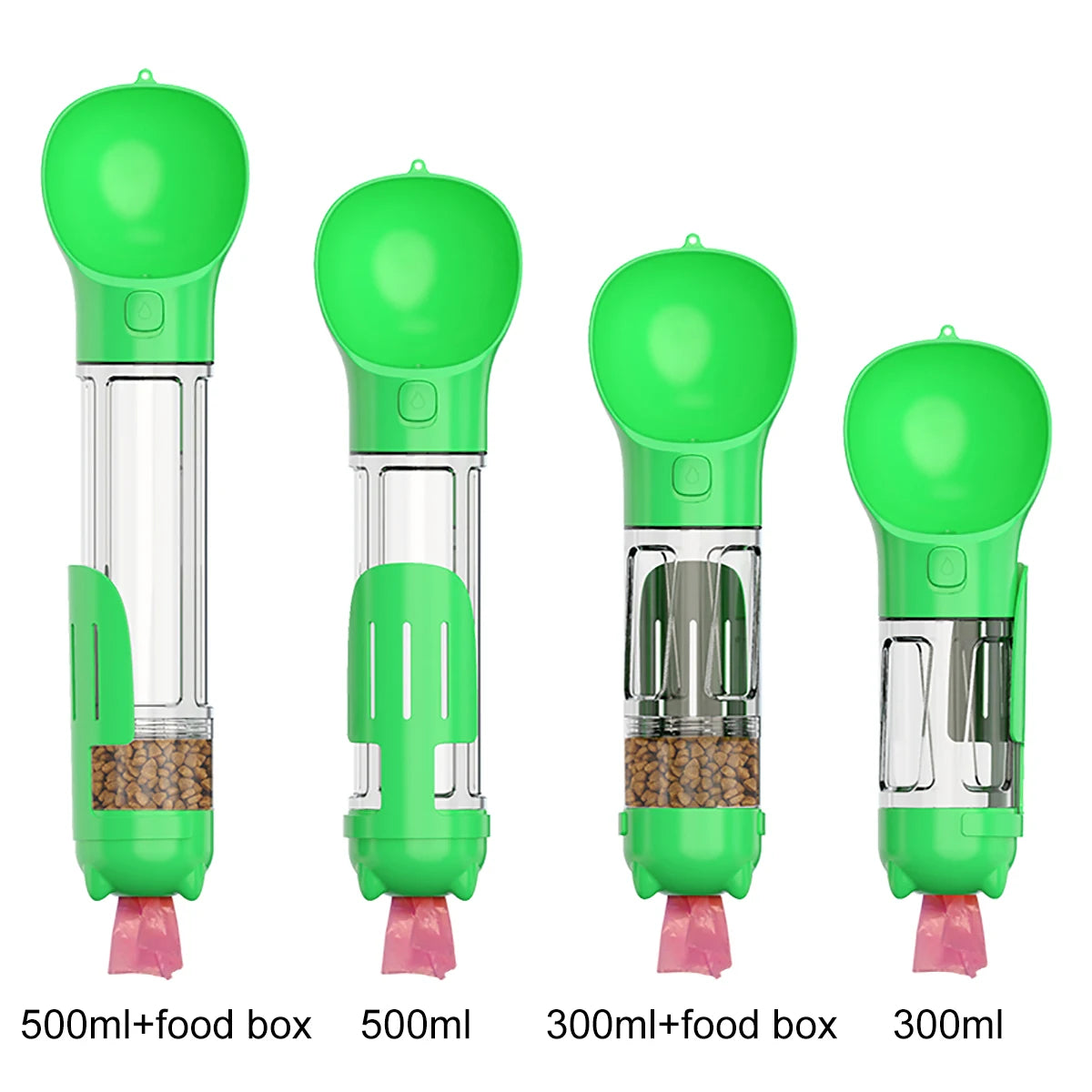 KOMMILIFE 3-in-1 Leak-Proof Portable Pet Water Bottle and Food Feeder with Poop Dispenser