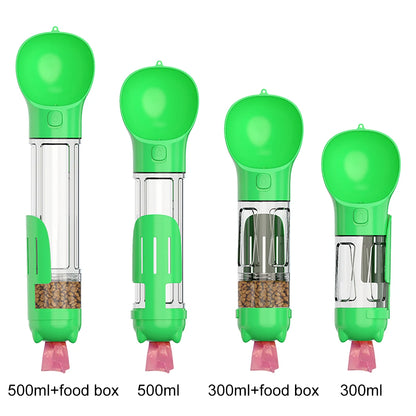 KOMMILIFE 3-in-1 Leak-Proof Portable Pet Water Bottle and Food Feeder with Poop Dispenser