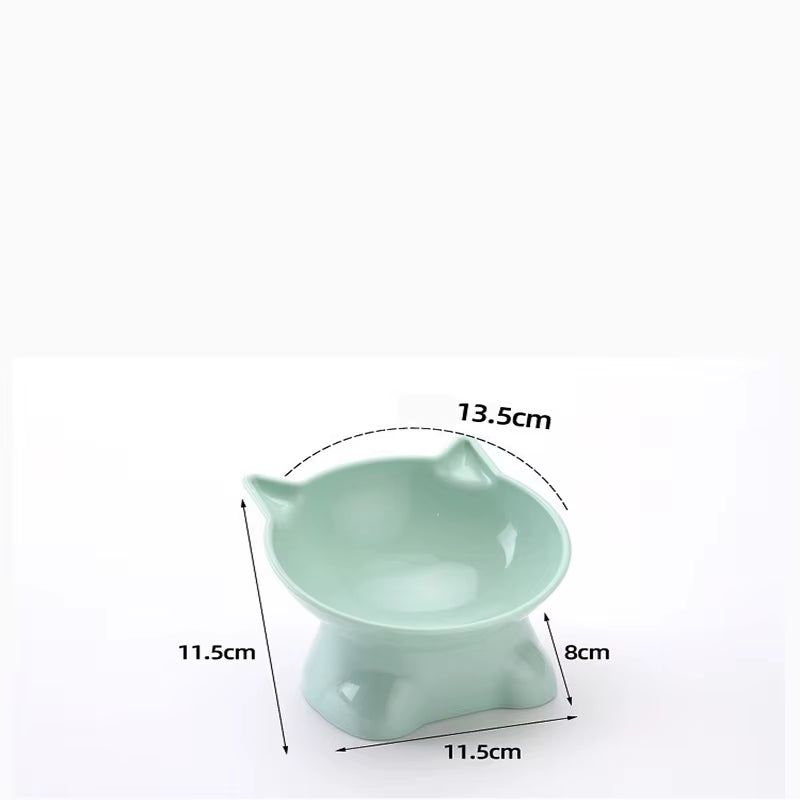 Elegant Tilted Cat Bowl with High Legs - Black Cat Food and Water Bowl, Suitable for Cats and Small Dogs