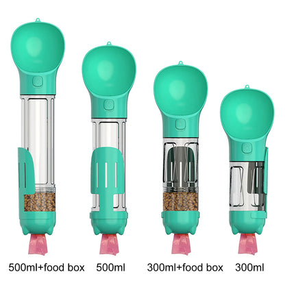 KOMMILIFE 3-in-1 Leak-Proof Portable Pet Water Bottle and Food Feeder with Poop Dispenser