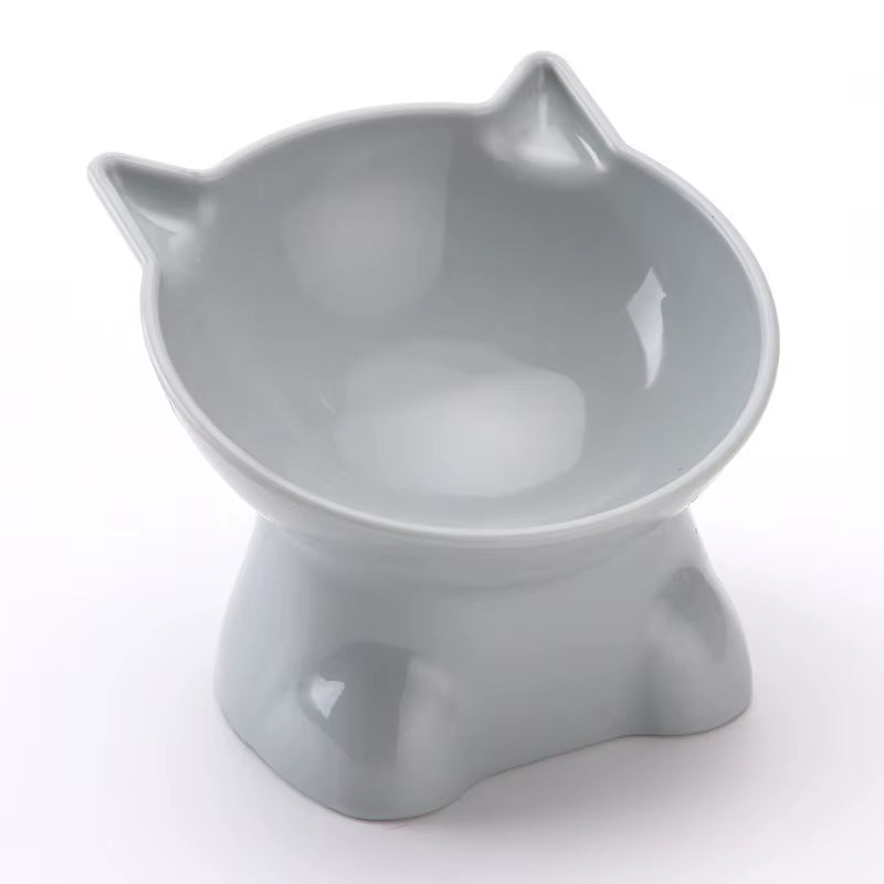 Elegant Tilted Cat Bowl with High Legs - Black Cat Food and Water Bowl, Suitable for Cats and Small Dogs