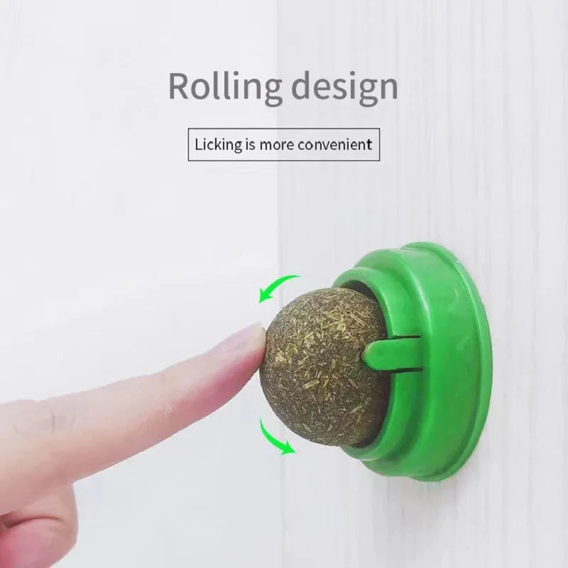 Natural Catnip Wall-Mounted Ball Toy and Scratcher for Healthy Digestion and Cat Grass Treats