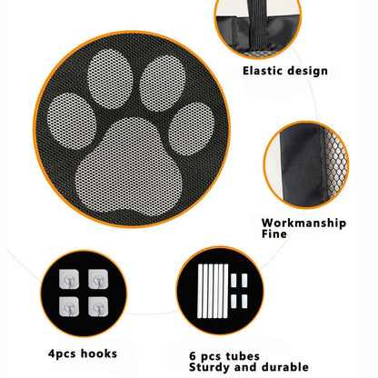 Indoor and Outdoor Dog Safety Gate with 4 Hook Attachments - Mesh Pet Enclosure for Secure Pet Containment