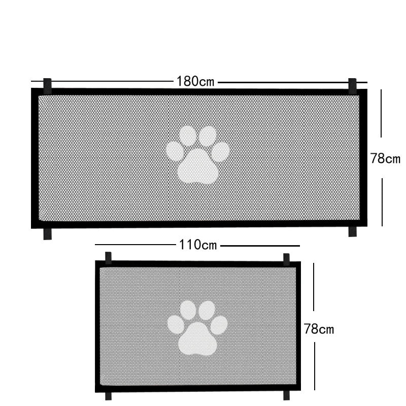 Indoor and Outdoor Dog Safety Gate with 4 Hook Attachments - Mesh Pet Enclosure for Secure Pet Containment