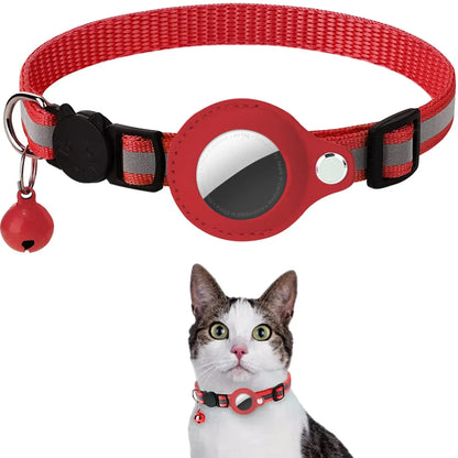 Adjustable Waterproof Reflective Cat Collar with Detachable AirTag Holder for Enhanced Safety and Anti-Loss Protection