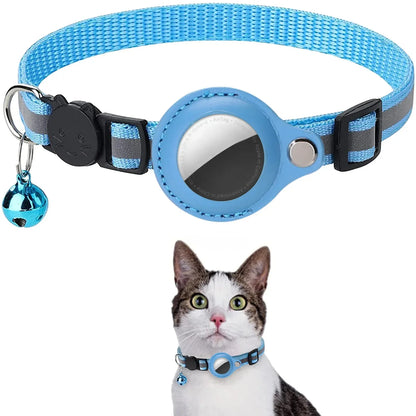 Adjustable Waterproof Reflective Cat Collar with Detachable AirTag Holder for Enhanced Safety and Anti-Loss Protection