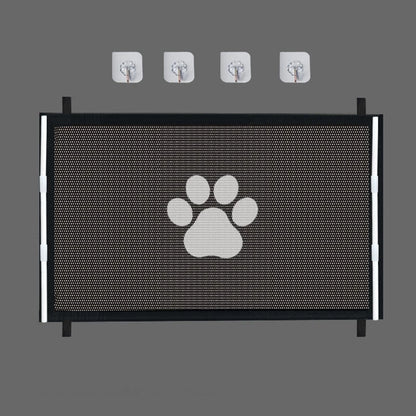 Indoor and Outdoor Dog Safety Gate with 4 Hook Attachments - Mesh Pet Enclosure for Secure Pet Containment