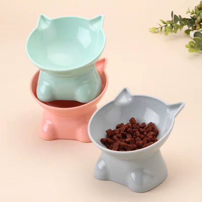 Elegant Tilted Cat Bowl with High Legs - Black Cat Food and Water Bowl, Suitable for Cats and Small Dogs