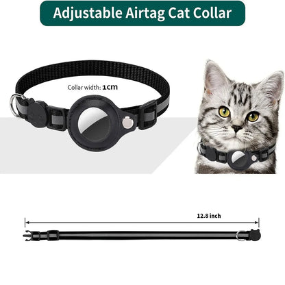 Adjustable Waterproof Reflective Cat Collar with Detachable AirTag Holder for Enhanced Safety and Anti-Loss Protection