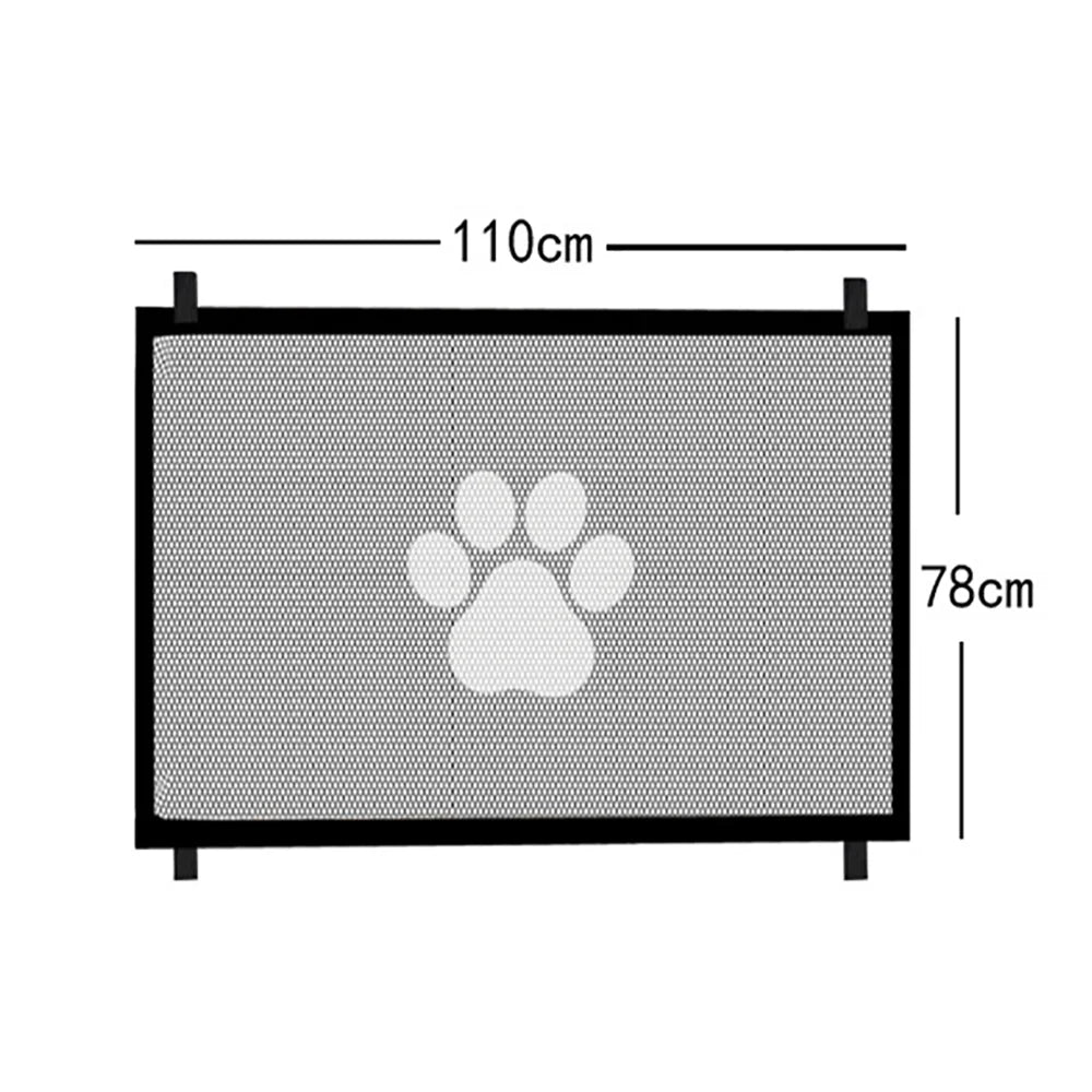 Indoor and Outdoor Dog Safety Gate with 4 Hook Attachments - Mesh Pet Enclosure for Secure Pet Containment