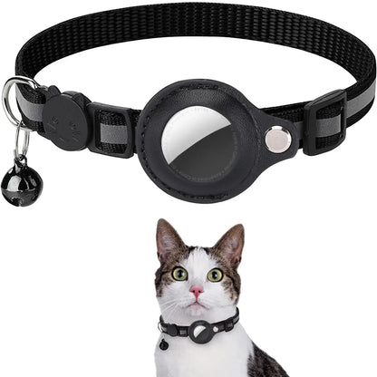 Adjustable Waterproof Reflective Cat Collar with Detachable AirTag Holder for Enhanced Safety and Anti-Loss Protection