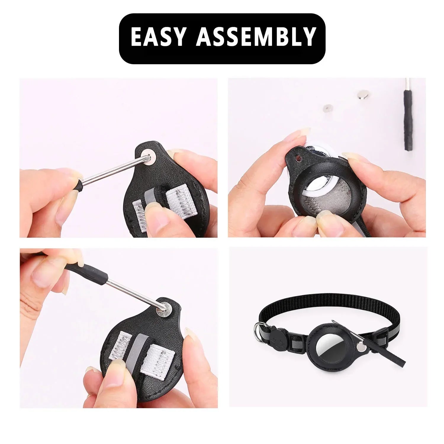 Adjustable Waterproof Reflective Cat Collar with Detachable AirTag Holder for Enhanced Safety and Anti-Loss Protection