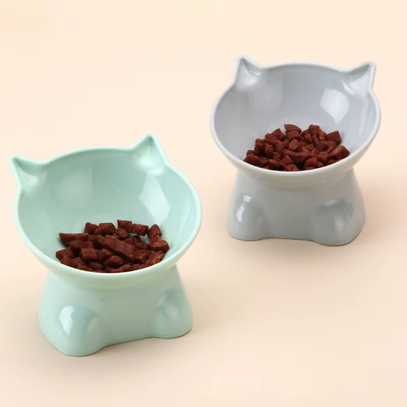 Elegant Tilted Cat Bowl with High Legs - Black Cat Food and Water Bowl, Suitable for Cats and Small Dogs